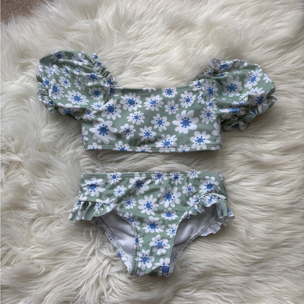 Floral Puff Sleeve Bikini Set